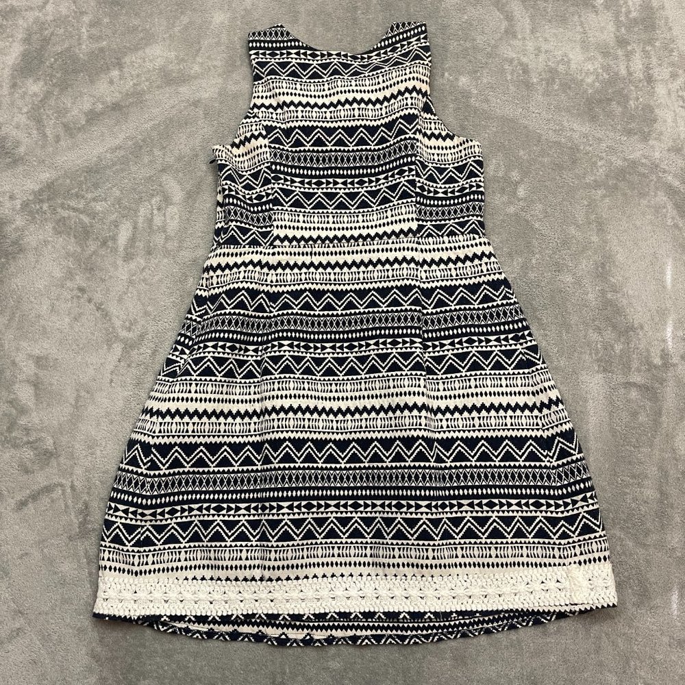 Liza Byrd Women's Cotton Abstract Print Tank Top Dress Navy Blue White Size M - Picture 9 of 10